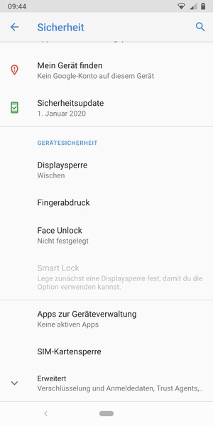 Scrollen Sie und wählen Sie SIM-Kartensperre