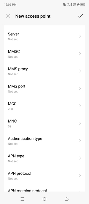 Scroll down and enter MMS information
