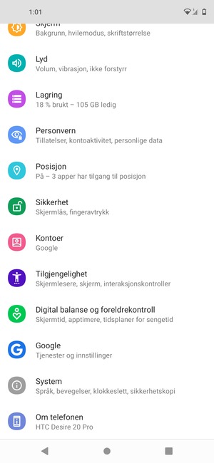 Bla til og velg Sikkerhet