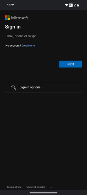 Enter your Email address and select Next