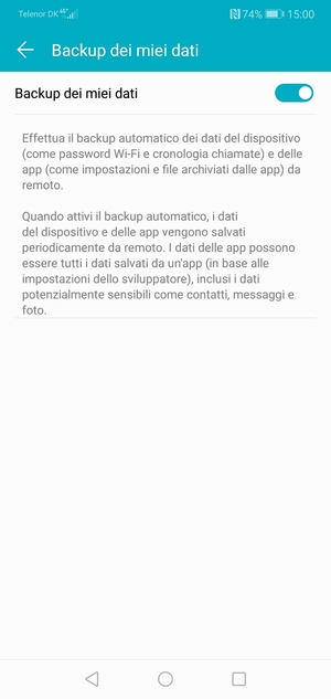 Seleziona il tasto Indietro