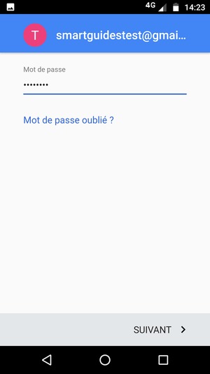 Saisissez votre mot de passe et sélectionnez SUIVANT