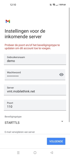 Selecteer Beveiligingstype