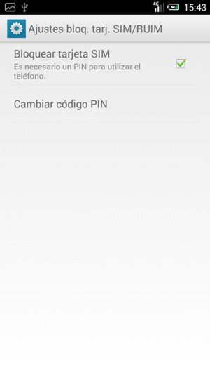 Marque la casilla de verificación Bloquear tarjeta SIM y seleccione Cambiar código PIN