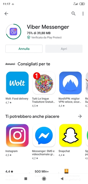 Attendi il completamento del processo di installazione