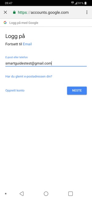 Velg NESTE