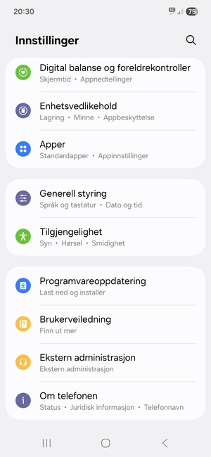 Bla til og velg Programvareoppdatering