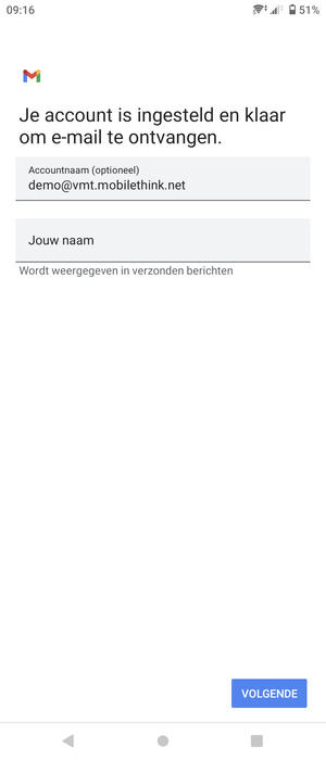 Geef uw account een naam en voer uw naam in. Selecteer VOLGENDE