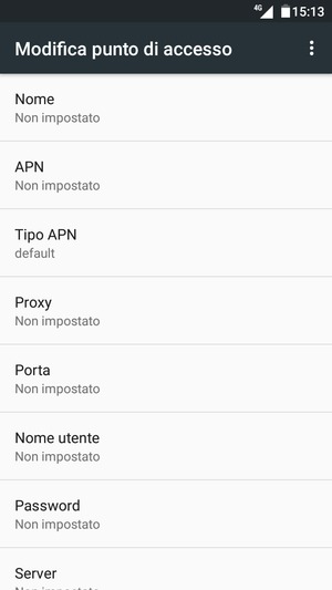 Inserisci le informazioni di Internet