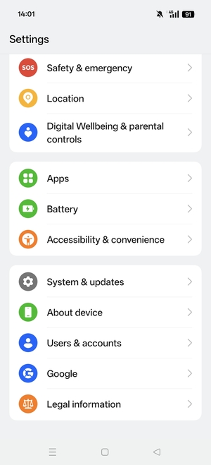 Scroll to and select Users & accounts