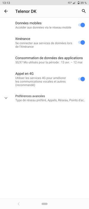Activer ou désactiver Itinérance