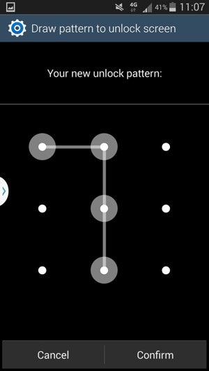 Draw the unlock pattern again and select Confirm