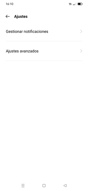 Seleccione Ajustes avanzados