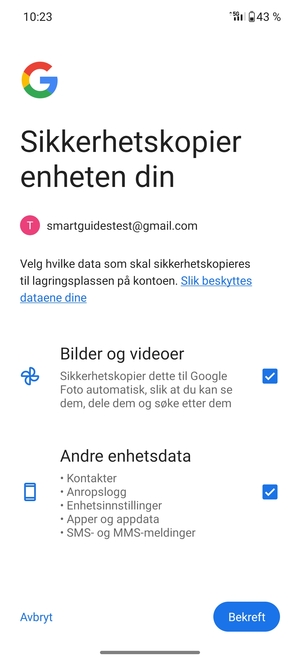 Velg ønsket alternativ og velg Bekreft