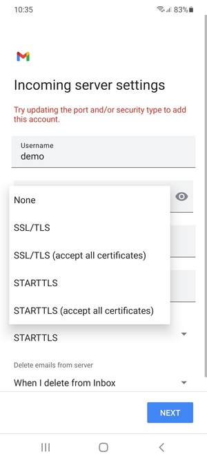 Select None and NEXT