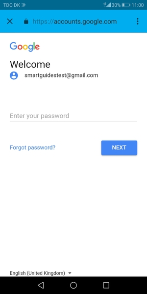 Enter your Gmail password and select NEXT