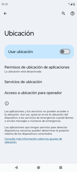 Desactive Usar ubicación