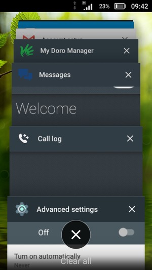 Select Clear all to close all running apps