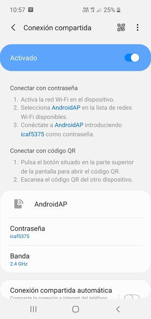 El teléfono ha sido configurado para su uso como módem
