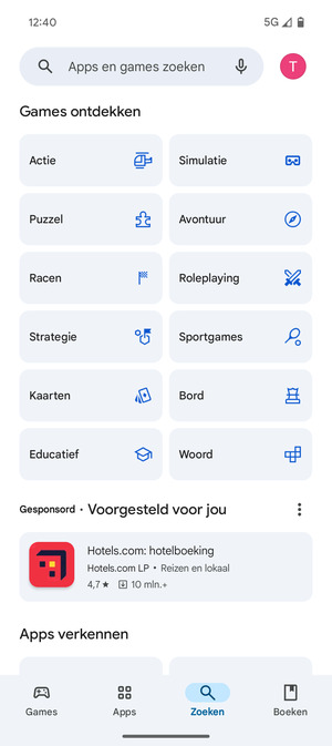 Selecteer de zoekbalk