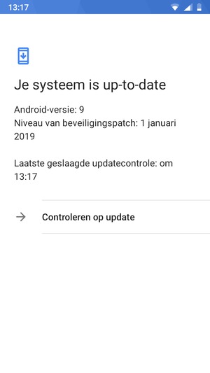 Als uw telefoon up-to-date is, zult u het volgende scherm zien