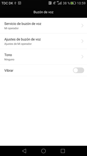 Seleccione Ajustes de buzón de voz
