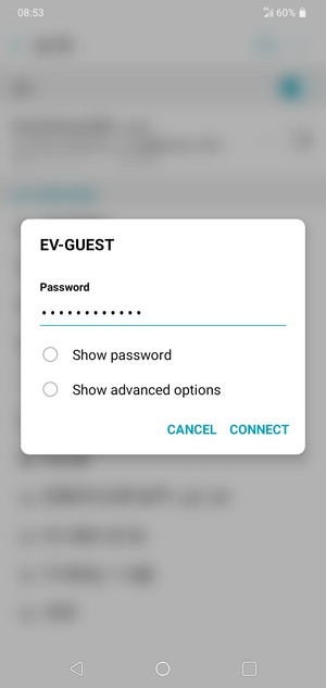 Enter the Wi-Fi password and select CONNECT