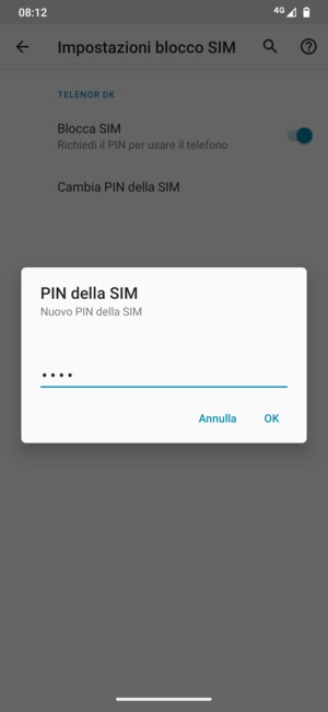 Inserisci Nuovo PIN della SIM e seleziona OK