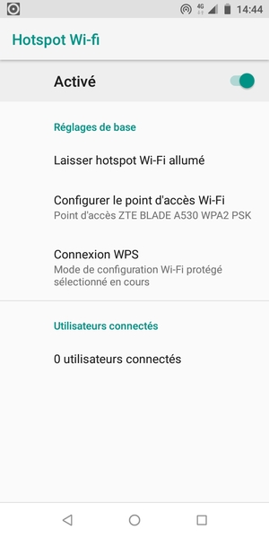 Votre téléphone est maintenant configuré pour être utilisé comme modem