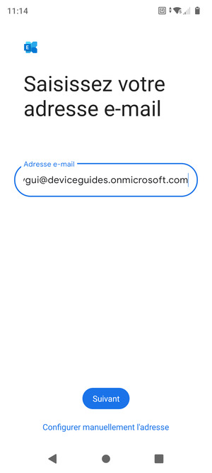Saisissez votre adresse e-mail et sélectionnez Configurer manuellement l'adresse