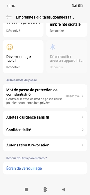 Faites défiler et sélectionnez Confidentialité