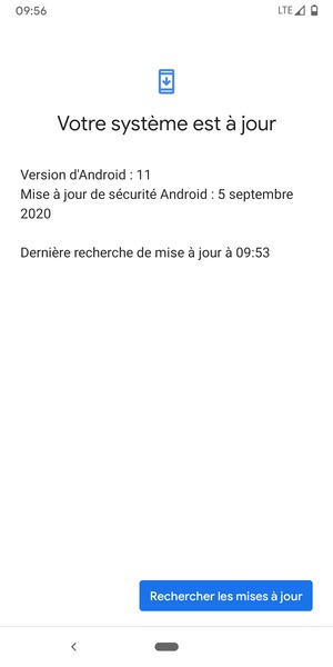 Si votre téléphone est à jour, vous verrez l'écran suivant