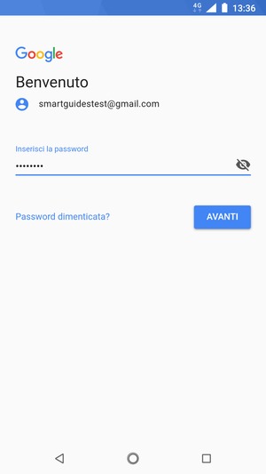 Inserisci la tua password e seleziona AVANTI