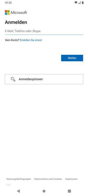 Geben Sie Ihre E-Mail-Adresse ein und wählen Sie Weiter