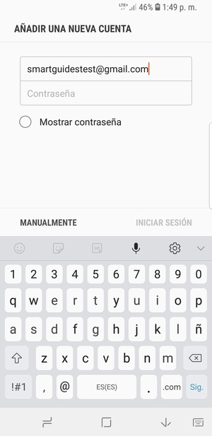 Introduzca su dirección de Gmail y seleccione Sig.