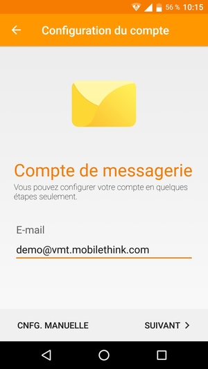 Saisissez votre adresse e-mail et sélectionnez SUIVANT