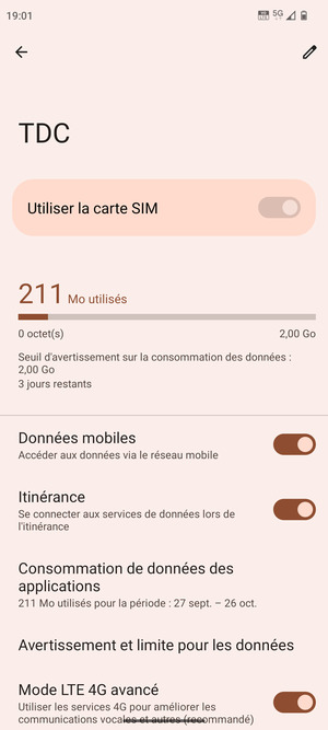 Activer ou désactiver Itinérance