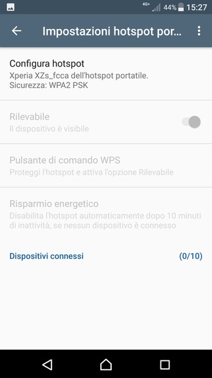 Seleziona Configura hotspot