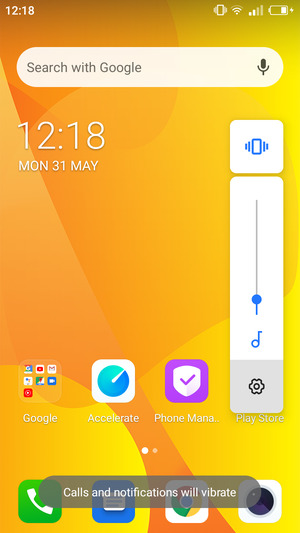 Select Vibrate to change to mute mode