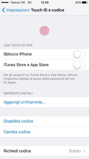 Seleziona Cambia codice