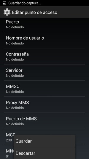 Si la pantalla tiene este aspecto, seleccione el botón Menú en el teléfono y seleccione Guardar