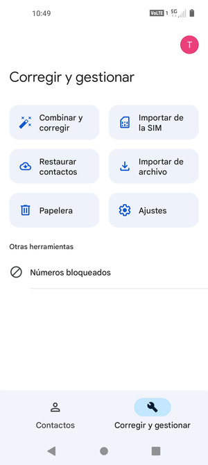 Seleccione Importar de la SIM