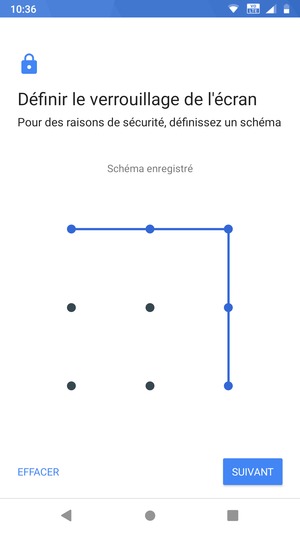 Dessinez un motif de déverrouillage et sélectionnez SUIVANT