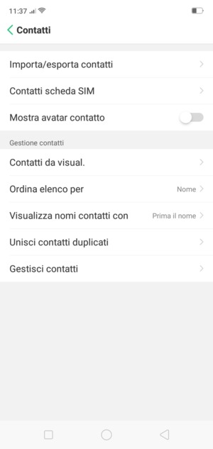 Seleziona Contatti scheda SIM