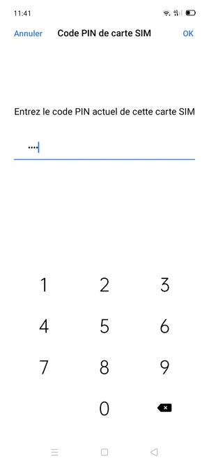 Saisissez code PIN actuel de cette carte SIM et sélectionnez OK