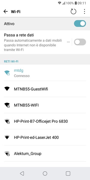 Ora sei connesso alla rete Wi-Fi
