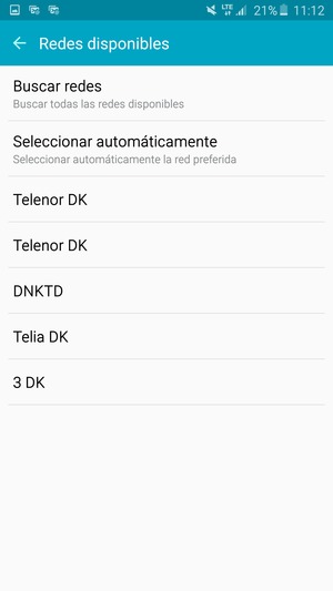 Seleccione un operador de red de la lista