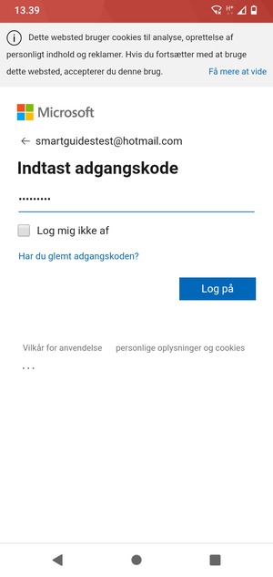 Indtast din adgangskode og vælg Log på