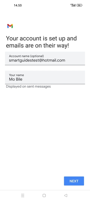 Give your account a name and enter your name. Select NEXT