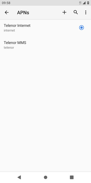 Select the Internet access point